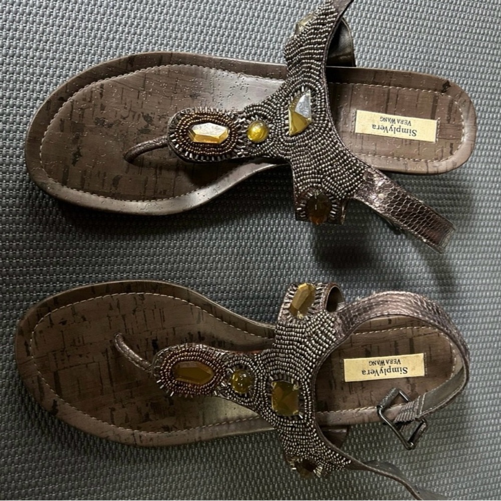 Simply Vera Vera Wang Beaded Brown Sandals
